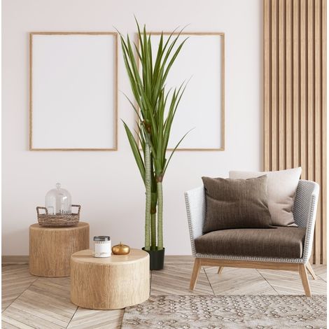 Yucca artificiel grande 190 cm en plastique, plante artificielle en pot, vert HAVRYA (1/5)
