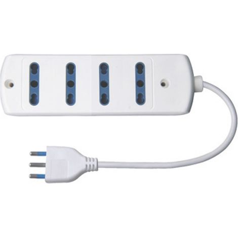 Multipresa 4 Posti Bipasso Cavo 1.5Mt Max 3500W (Ecova Cod. 30056N)