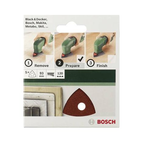 Feuille abrasive Delta avec bande auto-agrippante, perforé Bosch Accessories 2609256A53 Grain 240 Cote d'encoignure 93 mm 5 pc(s) V780161 (1/3)