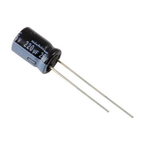 Condensatore elettrolitico 220uf 25vdc Dimensioni 8x12mm Radiale 220mf25v/105/rd