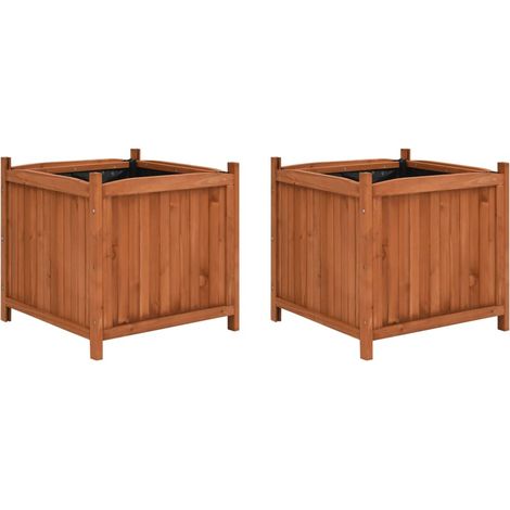 Lot de 2 Jardinières, Pots de Fleurs d'extérieur, 50x50x50 cm Bois de sapin OIB1879E (1/5)