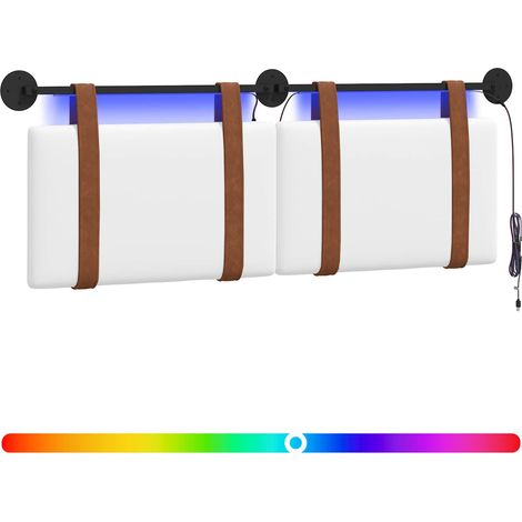 Hanging Headboard with LED Light White Antique PU vidaXL