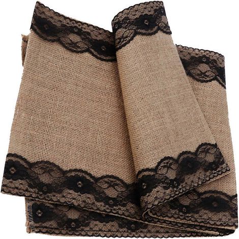 Chemin de table en toile de jute noire pour la décoration de table (1/5)