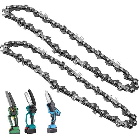 2 Chaînes Tronçonneuse 4 Pouces 1/4 LP 1,1mm 28 Maillons Chaîne Remplacement Mini Tronçonneuse 13cm pour Jardinage Découpe Bois, Compatible Scie Portable Coupe Précise (1/5)