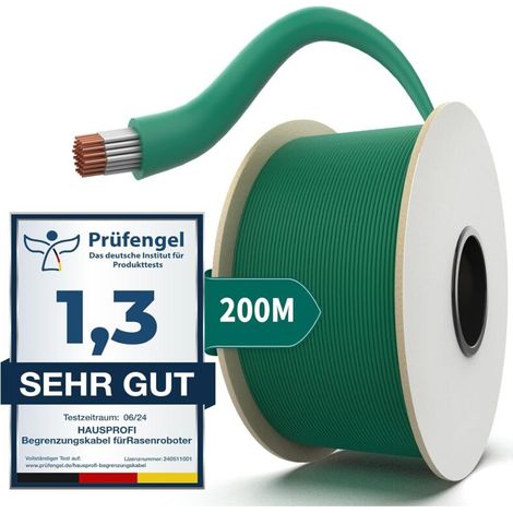 Cable Peripherique - 200 M - Diametre 2 7 Mm - Pour Robot Tondeuse - Cuivre Etame - Vert (1/5)