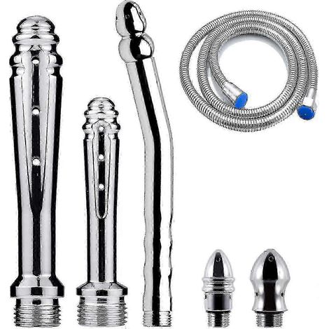 3-teilige Klistierdusche mit 3, Herren-Duschset + 150 cm Duschschlauch (Silber)