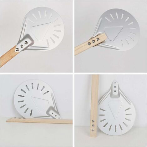 NALOOKAMIC Pelle professionnelle pour pizza avec manche long, disponible en diamètres 7/8/9 pouces, équipée de perforations pour une manipulation facile des pizzas.