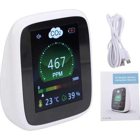 Eosnow Kohlendioxid-Detektor, 3-in-1-Monitor für die Luftqualität in Innenräumen, tragbares Temperatur- und Luftfeuchtigkeits-CO2-Messgerät für das Schlafzimmer zu Hause (1/5)