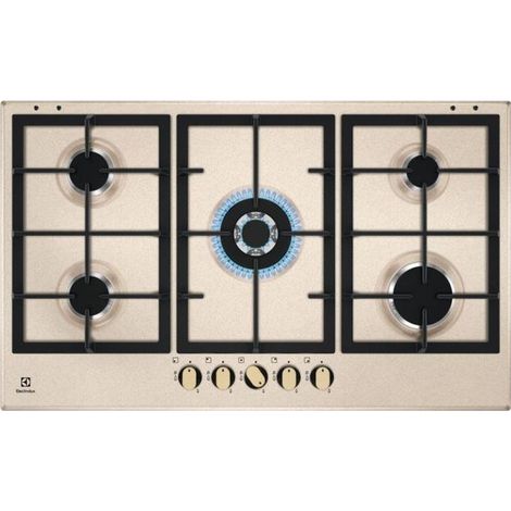 Electrolux – Plaque à gaz 90 cm 5 brûleurs – Brûleur Wok puissant pour cuisson rapide – Gril en fonte pour finition professionnelle – Allumage intégré