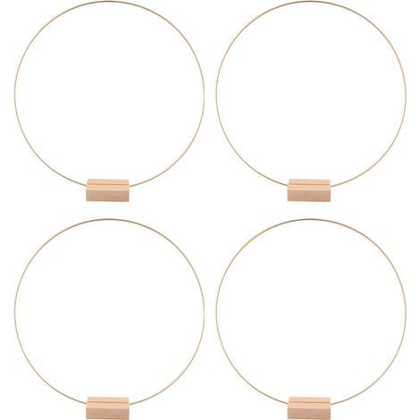 Metallring – Holzsockel – Für selbstgemachte Hochzeits- und Weihnachtskränze – Durchmesser 20 cm – 4er-Set (1/5)