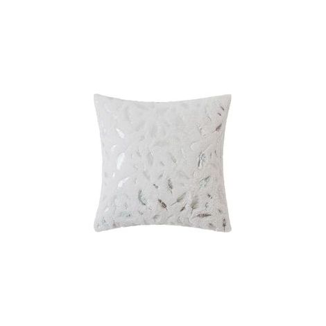 Housses de coussin en fausse fourrure ivoire de luxe, 45x50 cm, avec motifs feuilles argentées, décoratives pour canapé, lit, Noël.