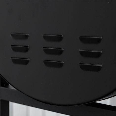 Barbecue en acier noir, 2 grilles indépendantes, 2 roues, étagère basse, dimensions 90 x 45 x 96 cm (1/5)