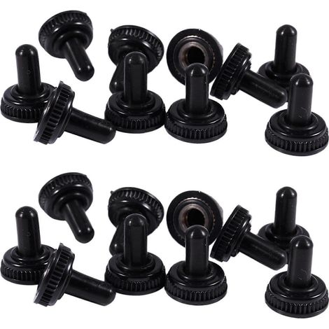 20 wasserdichte Kappen für Kippschalter, aus schwarzem Gummi, 6 mm Durchmesser (1/5)