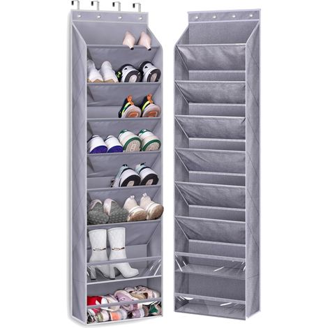 Étagère à chaussures à suspendre - Grand organiseur suspendu avec 8 étagères - Organiseur de chaussures étroit avec poches profondes - Support de chaussures suspendu - Convient pour 20 paires (1/5)