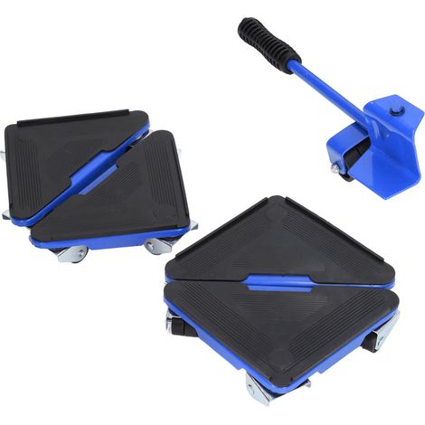 Lot de 5 roulettes universelles de levage de meubles, supportant jusqu'à 300 kg, pour canapé, table, armoire (bleu). (1/5)