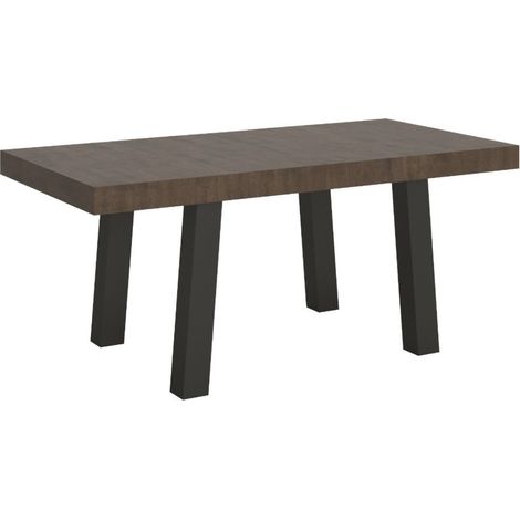 Table extensible 6 à 20 places L 160 à 420 cm bois foncé et pieds métal anthracite Bidy (1/5)