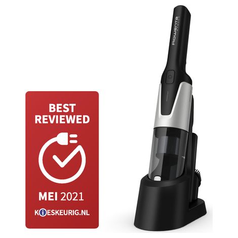 Rowenta X-Touch, AC9736, Aspirapolvere portatile, Compatto e leggero, Motore digitale, Base di carica, Sistema di svuotamento semplice e igienico, Accessori per una pulizia a 360°, Grigio/Bianco (1/10)