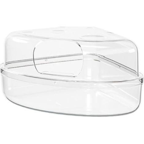Boîte de bain transparente pour hamster, bac de bain amovible, pour écureuils, gerbille, hérisson, furet (blanc) (1/5)