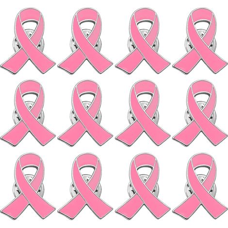 Lot de 12 épingles à ruban rose pour la sensibilisation au cancer du sein - Broche pour femmes et filles - Cadeau pour femme - Décoration de fête
