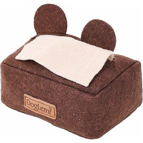 Juguete interactivo con forma de caja de pañuelos para mascotas, 1 unidad. Juguete masticable de peluche con sonido para perros, ideal para la limpieza dental y el entrenamiento. (1/5)