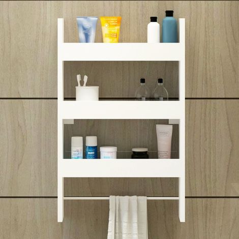 Estantería de pared de madera de 50 cm con tres estantes en blanco - Alisa (1/5)