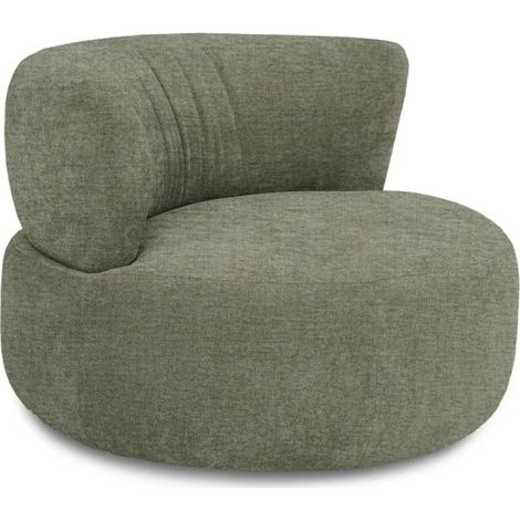 Fauteuil rond pivotant 360° en tissu chiné vert - TALIA (1/5)