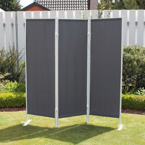Leco Paravent, Trennwand und Sichtschutz für Balkon und Garten, 3-teilig, anthrazit, 150 x 165 cm (L x H) (1/2)