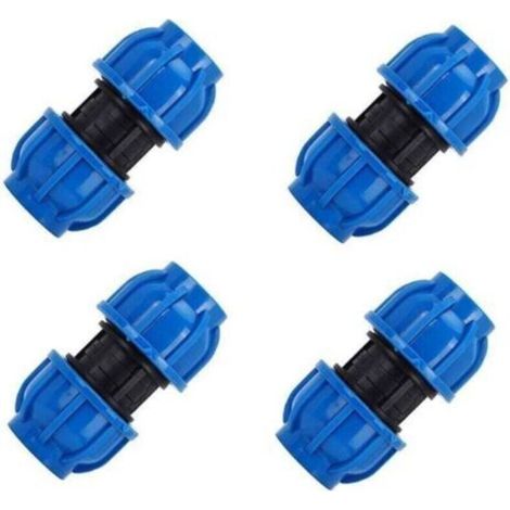 Set mit 4 Wasserrohrverbindern, 32 mm auf 32 mm PE-Kunststoff-Geradverbinder, Wasserrohradapter, Wasserrohrverbinder für PPR-, PE- und PVC-Rohre