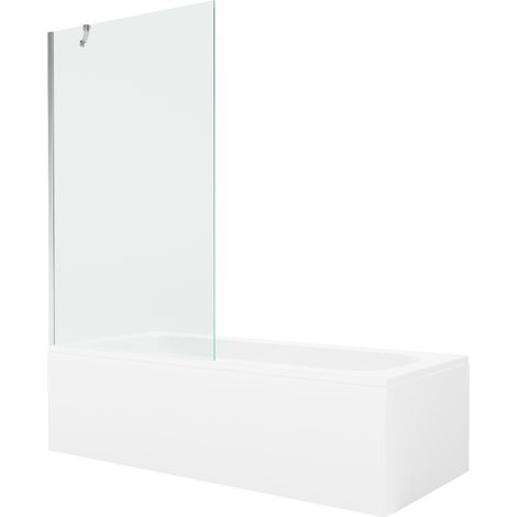 Mexen Vega vasca da bagno rettangolare 180 x 80 cm con pannellatura e schermo a 1 anta 100 cm, trasparente, cromo (1/5)