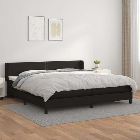 Cama box spring con colchón cuero sintético negro 200x200 cm (1/5)