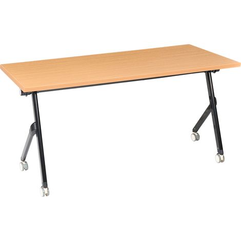 Escritorio rectangular moderno plegable con ruedas mesa móvil portátil 160 x 60 cm estructura de metal marrón y negro Bendi