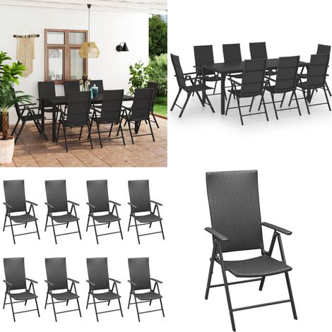 9-tlg. Garten-Essgruppe Schwarz - Gartensessel - Gartentisch - Rattan Gartenmöbel - Outdoor Möbel - Gartenmöbel Set - Home & Living (1/5)