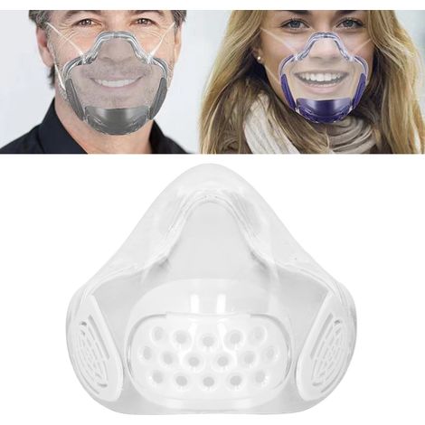 Masque de lecture labiale antibuée, masque de protection transparent en PC, visière de protection anti-éclaboussures, visière transparente antibuée, convient aux adultes et aux enseignants, blanc. (1/5)