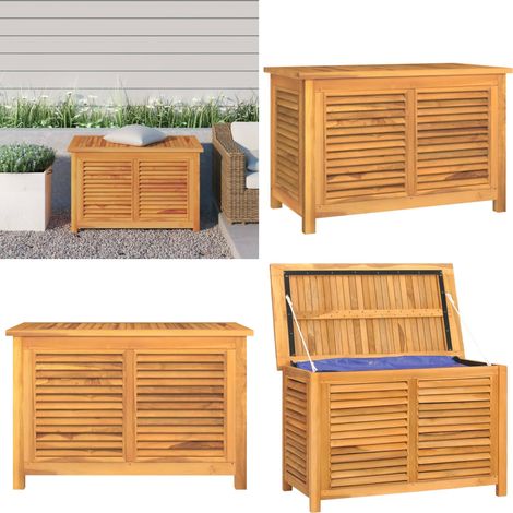 Gartenbox mit Beutel 90x50x58 cm Massivholz Teak - Gartenbox - Teakholz - Outdoor Möbel - Außenmöbel - Gartenaufbewahrung - Home & Living