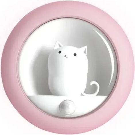 Capteur LED Veilleuse Mignon Chat Chambre Atmosphère Lumière USB Cabinet Applique Smart Home Éclairage Chambre Ornements Rose (1/4)