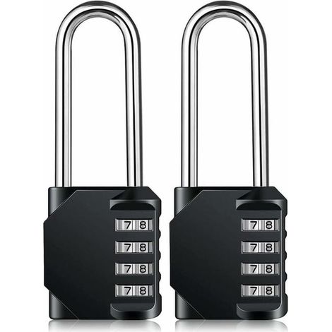 Cadenas à combinaison renforcé – Verrou étanche et durable, code réglable, arceau en alliage de zinc de 6,3 cm, 4 chiffres, lot de 2 pièces (1/4)