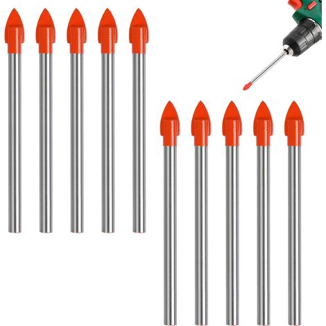 Ensemble De 10 PièCes Foret Carrelage,Verre Meche Carrelage,Foret Carrelage 6mm,Foret Excentrique,Support En Couches Foret Ceramique,Adapté Aux Carreaux,Au Verre,à L'Aluminium,à La CéRamique (1/5)