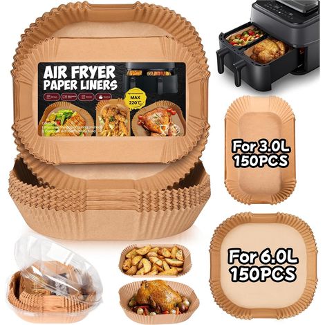 300 Papier Cuisson,Friteuse à Air,6L et 3L,Philips Dual Panier,Cookwise 9L,Cuisine Quotidienne (1/5)