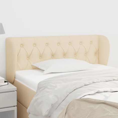 Tête de lit avec oreilles pour lit simple, Cadre de lit, Tableau décoratif de chevet Crème 93x23x78/88 cm Tissu SDG99240 (1/5)