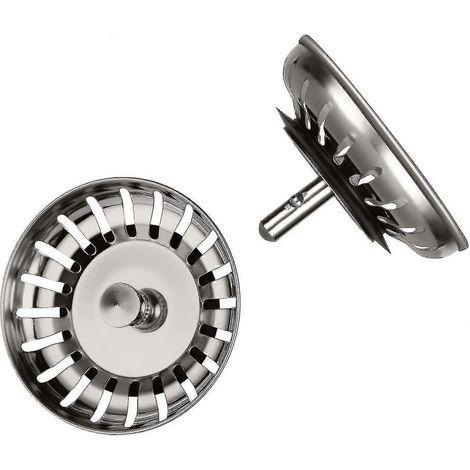 Küchen-Abflussfilter 80 mm, 2 Stück Küchenspülen-Stopfen mit 2 Abfluss-Haarfängern, universeller Abflussfilter aus 304 Edelstahl, verdickt für Küche, Bo (1/5)