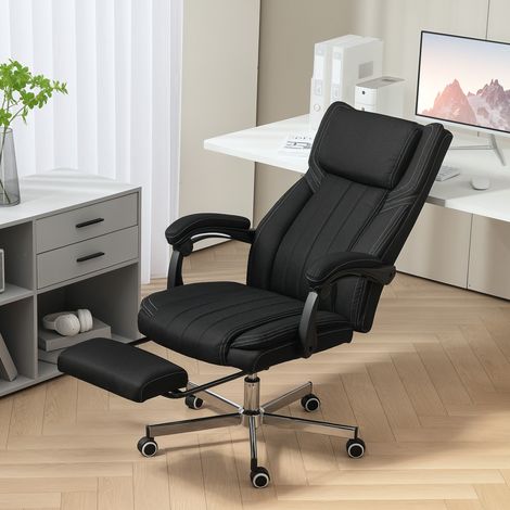 Chaise de bureau siège pivotant dossier inclinable hauteur réglable 65 x 61 x 105-113 cm noir