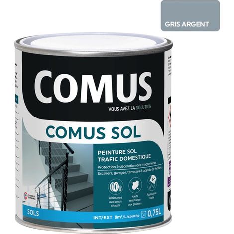 Comus – Peinture pour sol intérieur gris argent 0.75L – Aspect satin – Trafic domestique – Résistante à l'abrasion et à la poussière (1/3)