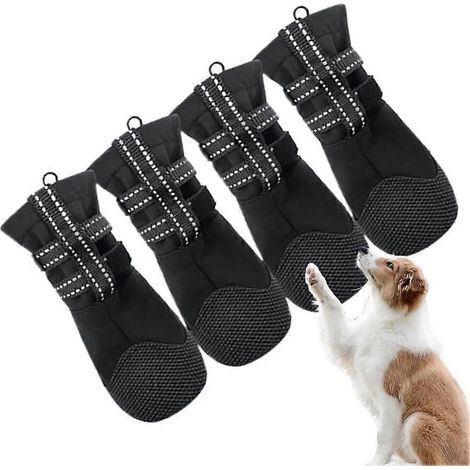 Chaussures pour chien pour trottoir, lot de 4, antidérapantes, pour animaux de compagnie, bottes de soin pour les pattes blessées, idéales pour la randonnée et les promenades en extérieur, taille XL. (1/5)