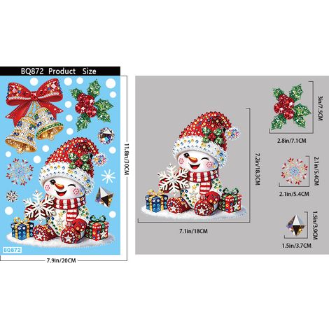 Stickers statiques pour vitrines, motif mosaïque strass, Père Noël et bonhomme de neige, décorations de Noël, stickers pour vitrines de magasins.