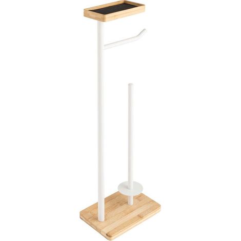 Dérouleur Papier WC en Bambou "Filano" 65cm Blanc & Naturel (1/3)