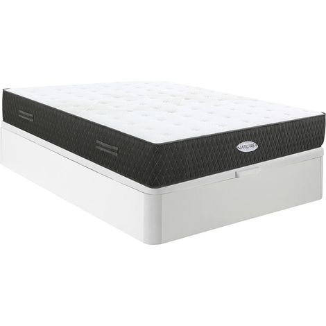 Ensemble 160 x 200 cm sommier coffre blanc + matelas ressorts ensachés et fibres de Kapok ép.31cm - SOREMA de NATUREA (1/5)