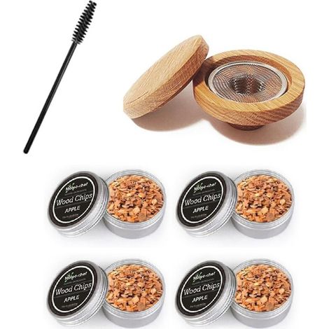 Kit fumoir à cocktails avec copeaux de bois aromatisés, style cheminée. (1/3)