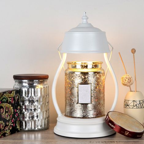 D‑WORK - Lampe Chauffante pour Bougie Parfumée - Hauteur 16 cm - Intensité Réglable - Diffusion de Parfum Sans Flamme - Design Élégant - Couleur Blanc (1/5)