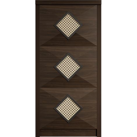 ELVMI Scarpiera con 3 Ante a Ribalta Decorazione in Rattan per Ingresso in Pannelli di Particelle 54 x 25 x 115 cm Legno (1/5)