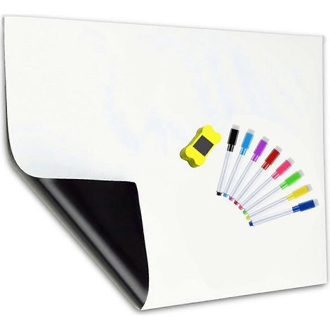 Tableau blanc magnétique A3 pour réfrigérateur, idéal pour la cuisine : menus, listes de courses, pense-bêtes. (1/5)